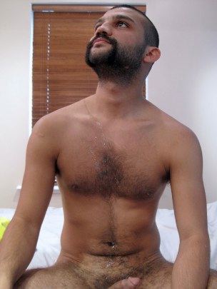Hot hairy cub with huge load of cum on his chest