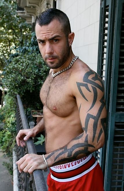 Hot furry muscle man with ink