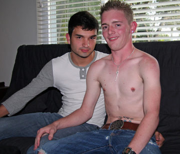 Cute young Latin twink and shirtless white punk ready to bareback 