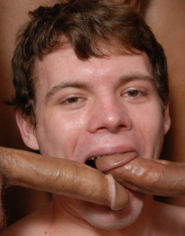 Hot young twink with two cocks in his mouth