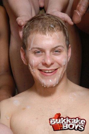 Cute twink Isaac with cum dripping off his face