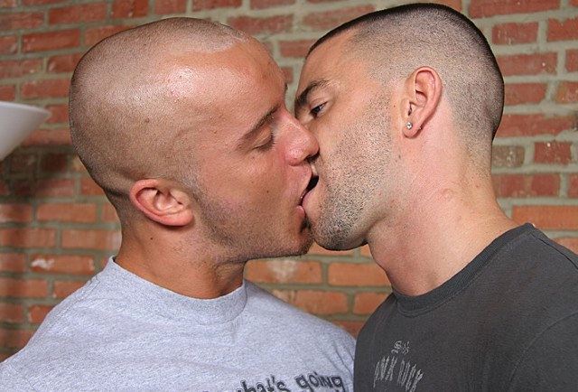 Two hunks making out passionately