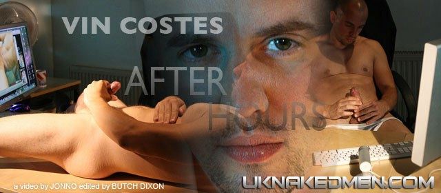 UK naked men promoting Vin Costes playing with cock after work