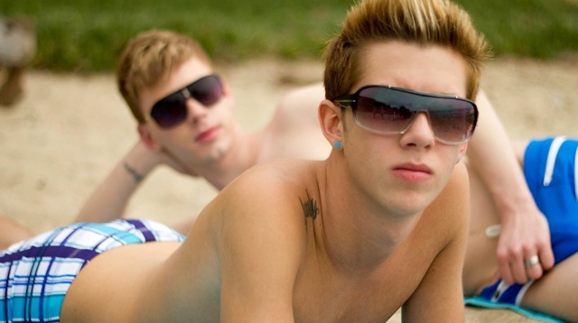 Kyler and Luke hang out on the beach