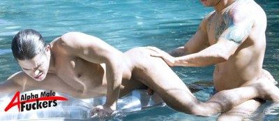 Smooth young jock gets his ass played with in the pool
