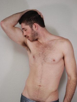Hot young Dan shows off his hairy chest and pits