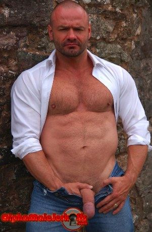 Hunky Uncle Johnny shows off his pecs, abs, and floppy big dick