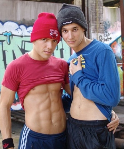 Bad boy twinks show off their abs