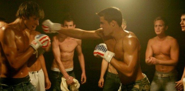 Hot guy nearly lands a punch while boxing