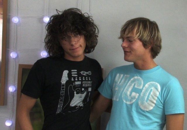 Cute teen boys about to play around