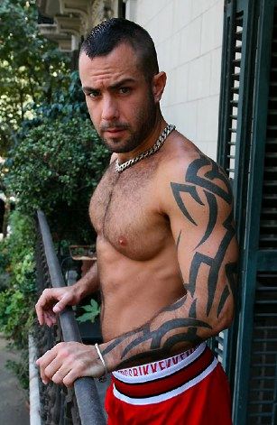 Hot furry muscle man with ink