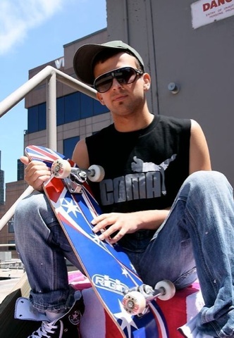 Hot young Skater Christain Lewis and his skateboard