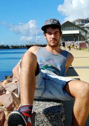 Hot young scruffy skater kid outside