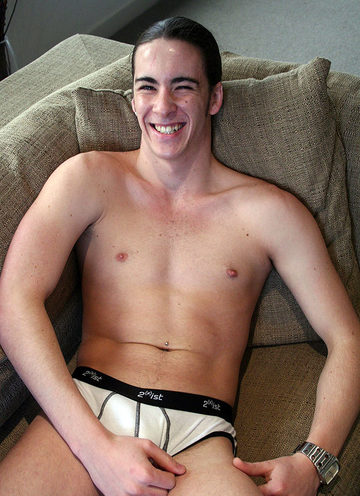 Dane in his underwear on the bed