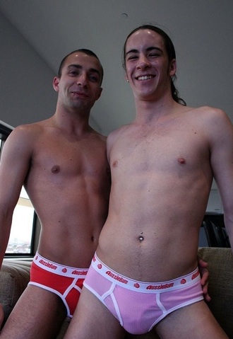 Ivo Rocchi and Dane King in their underwear