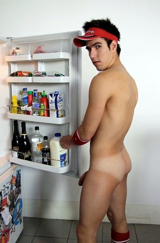 Robbie naked at the fridge