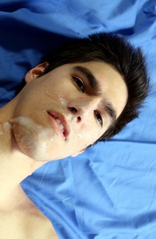 Hot young Robbie Price with a fresh load on his face