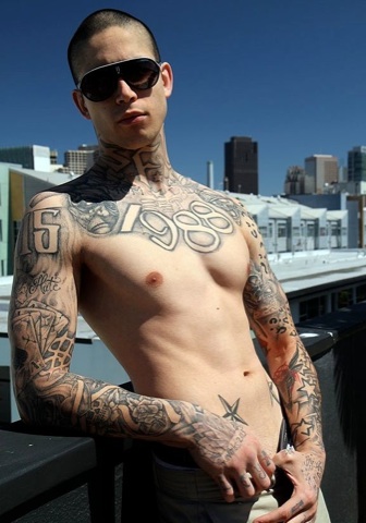 Hot smooth tatted skater covered in tattoos