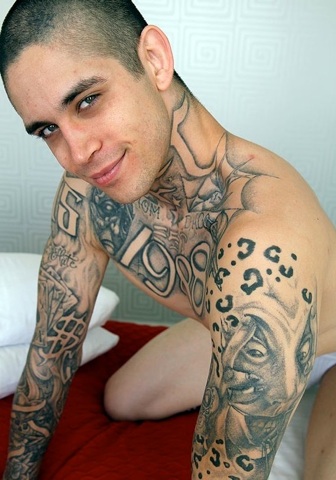 Hot inked stud Anthony Blaize shows off his tattoos