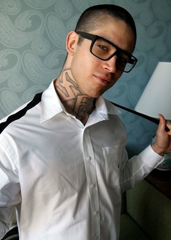 Beautiful inked punk Anthony Blaize takes off his clothes