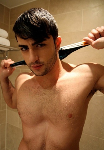 Gorgeous young jock Hairy Louis in the shower