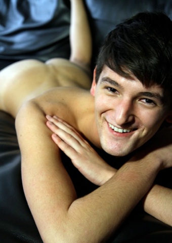 Cute twink Chris Wyld bare ass on a couch