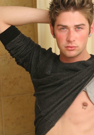 Twink Shane Allen shows off his smooth chest and pierced nipple