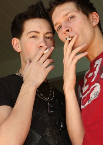 Jayden and Ryan smoking outside
