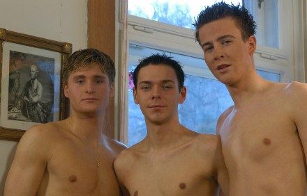 Three shirtless twinks