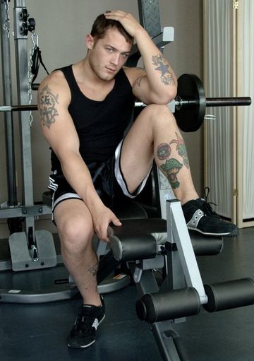 Inked jock ready for a workout