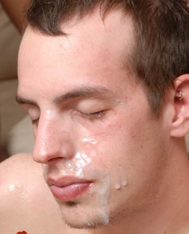 Cum dripping off a young twink;s face