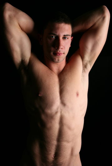 hot shirtless muscle boy shows off his armpits