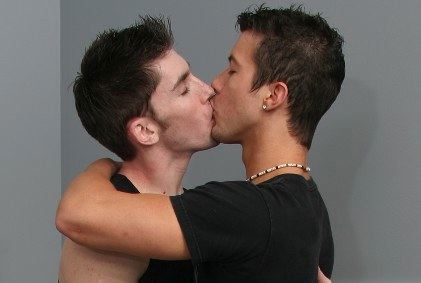 Cute gay couple kissing