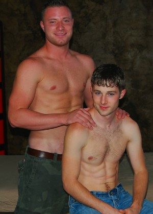 Shirtless young jock and lean twink