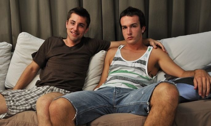 Hot young twinks on the couch