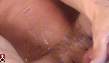 Fresh jizz dripping down smooth muscle boy abs