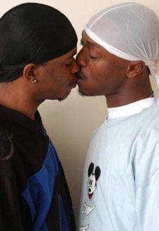 Homeboys kissing