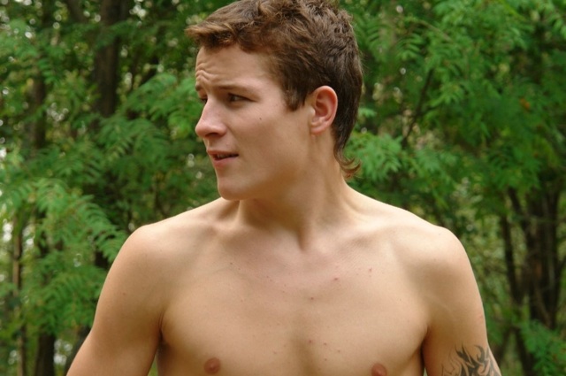 Hot little smooth twink shirtless outside