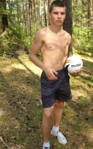 Shirtless young twink with soccer ball