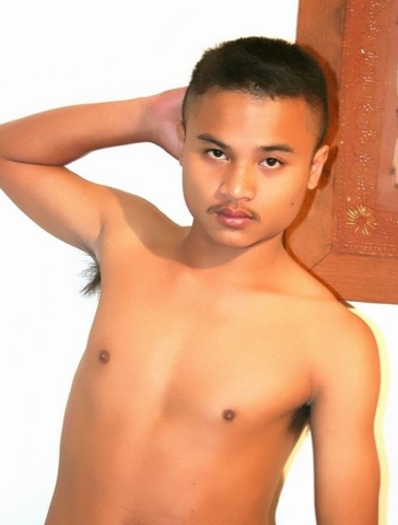 Shirtless Asain twink with mustache