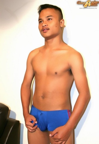 Cute young Asian twink un his underwear