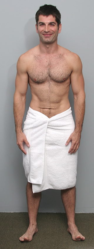 Lean furry Mario Yanko in a towel