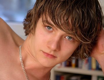 Hot long-haired twink with blue-green eyes