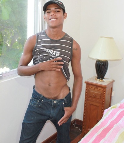 Cute Latino shows off his tight smooth abs