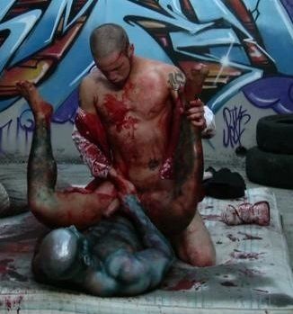 Bloody Wolf Hudson fucks the Zombie in a back alley