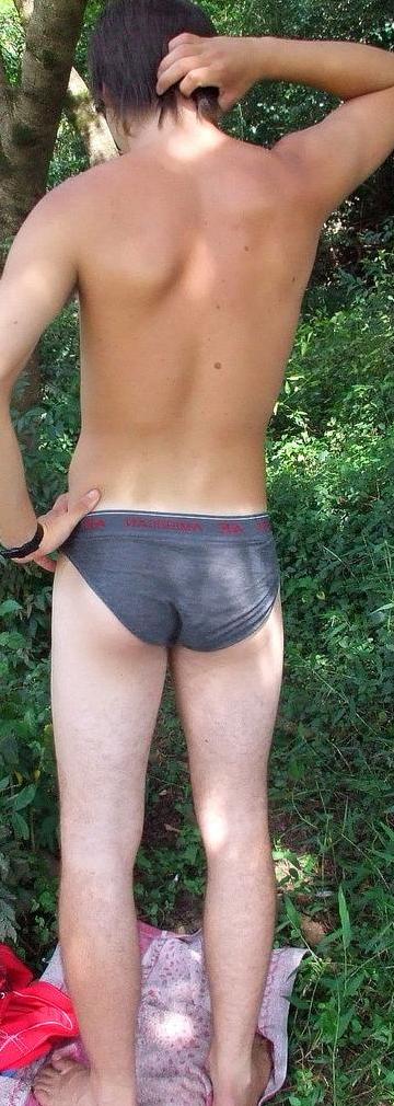 Toned guy poses in his tight underwear