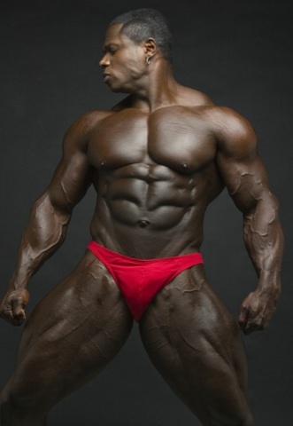 Massive, ripped black bodybuilder