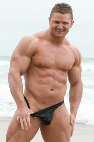 Rusty Winchester shows off his hot beefy body at the beach
