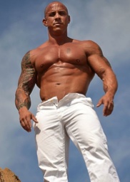 Hot inked bodybuilder VIn Marco shirtless outside