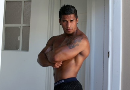 Latin muscle stud Timmy Riodan shirtless